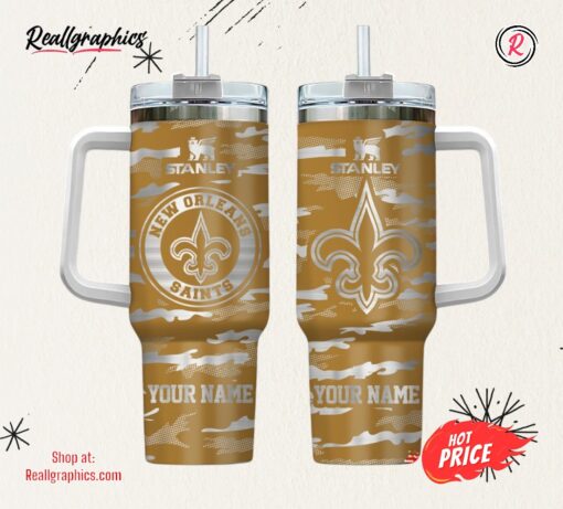 New Orleans Saints NFL Personalized New Camo Pattern Stanley Tumbler 40oz