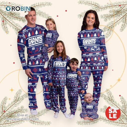 New York Giants NFL Patterns Essentials Christmas Holiday Family Matching Pajama Sets