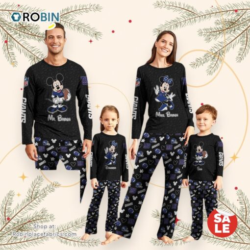 New York Giants Sport And Disney Uniform Pajamas Mickey Mouse NFL Gifts For Kids Pajamas