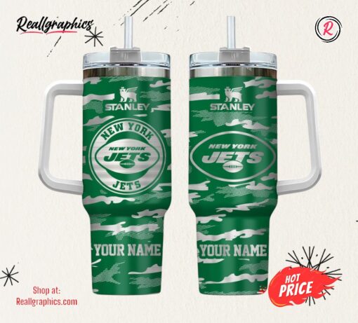 New York Jets NFL Personalized New Camo Pattern Stanley Tumbler 40oz
