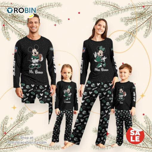 New York Jets Sport And Disney Uniform Pajamas Mickey Mouse NFL Gifts For Kids Pajamas