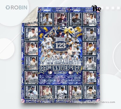New York Yankees 123rd Anniversary 1901 2024 Fleece Blanket