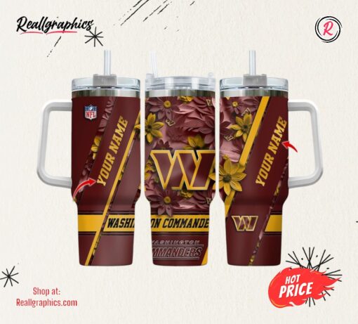 NFL Custom Name Washington Commanders Sport Tumbler 40oz