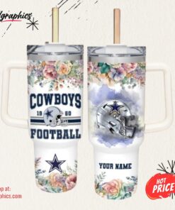 NFL Dallas Cowboys Helmet Flame Pattern 40Oz Stainless Steel Tumbler