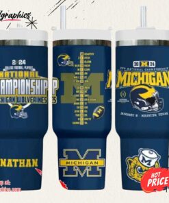 NFL Michigan National Championship Football Tumbler Personalized Michigan Wolverines National Champions 2024 40Oz Stainless Steel Stanley Cup NEW
