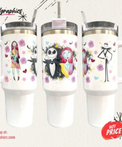 Nightmare Before Christmas Jack And Sally 40Oz Quencher Tumbler 40 Oz Stainless Steel Stanley Cups Dupe With Handle