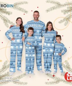 North Carolina Tar Heels NCAA Patterns Essentials Christmas Holiday Family Matching Pajama Sets