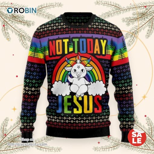 Not Today Jesus Ugly Christmas Sweater, Jesus Christmas Sweater