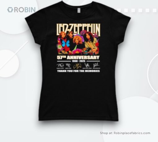 Official Led Zeppelin 57th Anniversary 1968 2025 Thank You For The Music Shirt