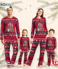 Ohio State Buckeyes NCAA Custom Name Grinch Christmas And Sport Team Pajama Set