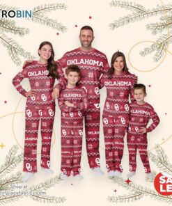 Oklahoma Sooners NCAA Patterns Essentials Christmas Holiday Family Matching Pajama Sets