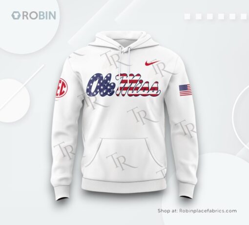 Ole Miss Rebels Military Appreciation White AOP Clothing (Hoodie, Sweatshirt, T Shirt) 2024