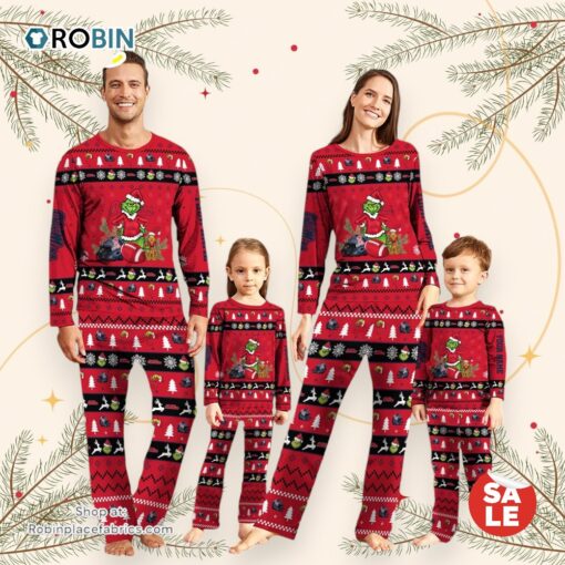 Ole Miss Rebels NCAA Custom Name Grinch Christmas And Sport Team Pajama Set