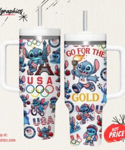 Olympics Paris 2024 USA Go For The Gold Tumbler With Handle And Straw