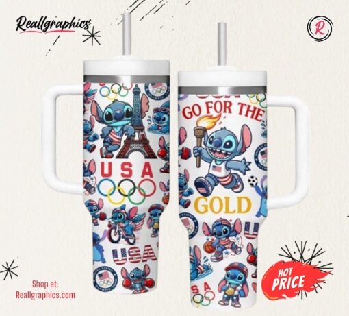 Olympics Paris 2024 USA Go For The Gold Tumbler With Handle And Straw