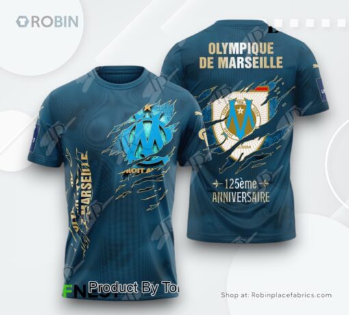 Olympique De Marseille 125eme Anniversaire AOP Clothing (Hoodie, Sweatshirt, T Shirt)