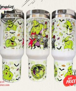 Oogie Boogie With Lock Shock And Barrel 40Oz Quencher Tumbler 40 Oz Stainless Steel Stanley Cups Dupe With Handle NEW