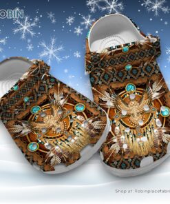 Owl with Native American Pattern 3D Printed Crocs Clogs Shoes