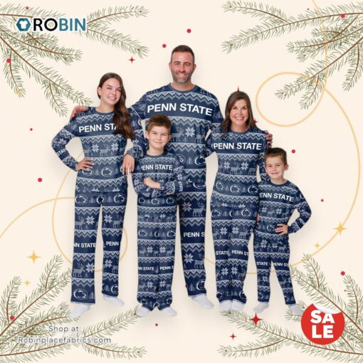 Penn State Nittany Lions NCAA Patterns Essentials Christmas Holiday Family Matching Pajama Sets