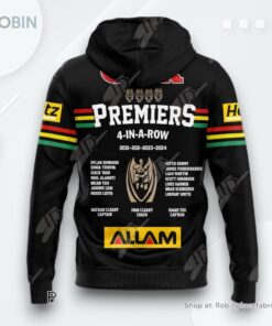 Penrith Panthers 4 In A Row 2021 2022 2023 2024 Grand Final Champions AOP Clothing (Hoodie, Sweatshirt, T Shirt)   Black