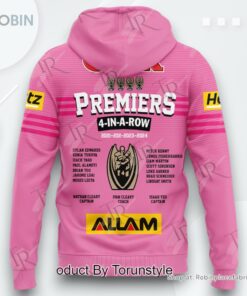 Penrith Panthers 4 In A Row 2021 2022 2023 2024 Grand Final Champions AOP Clothing (Hoodie, Sweatshirt, T Shirt)   Pink