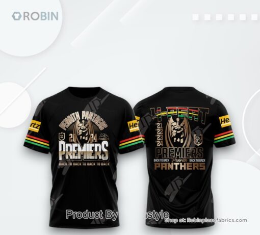 Penrith Panthers 4 Peat 2021 2022 2023 2024 Premiers Back To Back To Back To Back Premiers AOP Clothing (Hoodie, Sweatshirt, T Shirt)