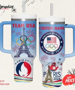 Personalized Team USA 2024 Olympic Paris Tumbler With Handle And Straw