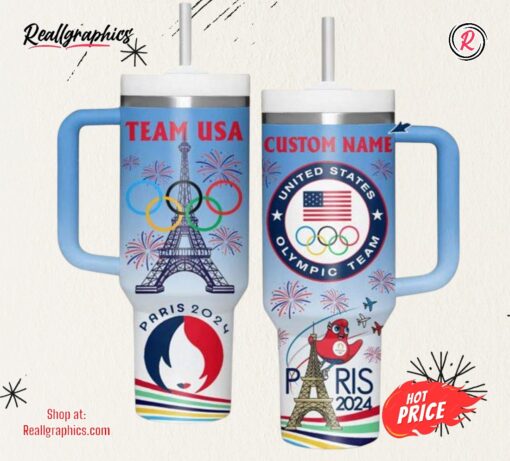 Personalized Team USA 2024 Olympic Paris Tumbler With Handle And Straw