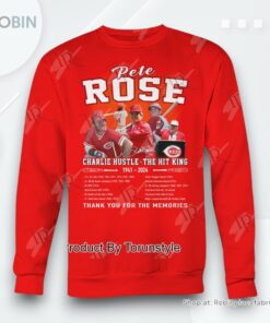 Pete Rose Charlie Hustle   The Hit King 1941 2024 Thank You For The Memories T Shirt