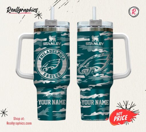 Philadelphia Eagles NFL Personalized New Camo Pattern Stanley Tumbler 40oz