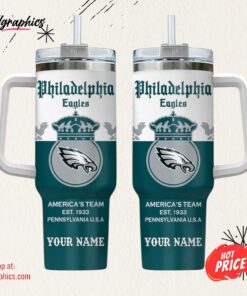 Philadelphia Eagles Personalized NFL Corona Extra 40oz Stanley Tumbler Philadelphia Eagles Personalized NFL Corona Extra 40oz Stanley Tumbler