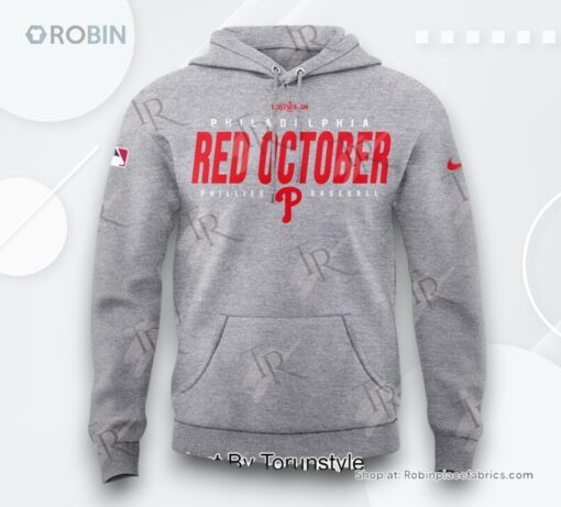 Philadelphia Phillies Red October Fightin’ Phils AOP Clothing (Hoodie, Sweatshirt, T Shirt)   Grey