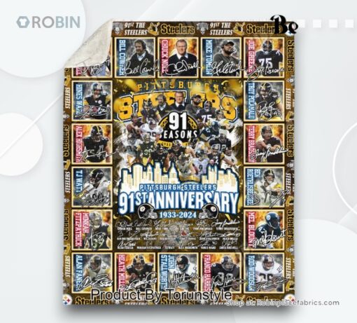 Pittsburgh Steelers 91th Anniversary 1933 2024 Fleece Blanket