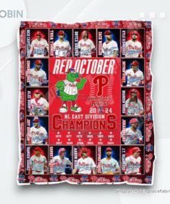 Red October Philadelphia Phillies 2024 NL East Division Champions Fleece Blanket