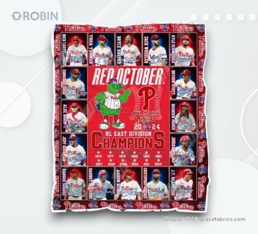 Red October Philadelphia Phillies 2024 NL East Division Champions Fleece Blanket