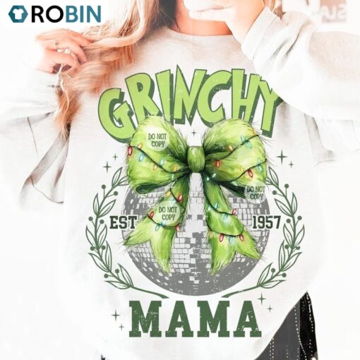 Retro Grinch Mama Christmas Sweatshirt, Trendy Holiday Shirt,