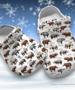 Rhinos of the World 3D Printed Crocs Clogs Shoes, The World’s Rhino Species Printed 3D Printed Crocs Clogs Shoes