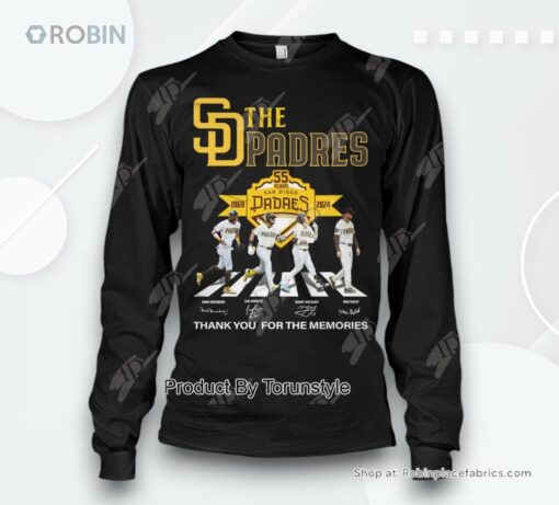 San Diego Padres 55 Year Of 1969 2025 Thank You For The Memories T Shirt