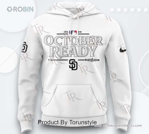 San Diego Padres October Ready Postseason 2024 AOP Clothing (Hoodie, Sweatshirt, T Shirt)   White