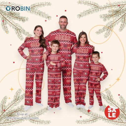 San Francisco 49ers NFL Patterns Essentials Christmas Holiday Family Matching Pajama Sets