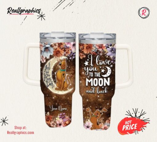 Scooby Doo Customized 40 Oz Tumbler I Love You To The Moon and Back