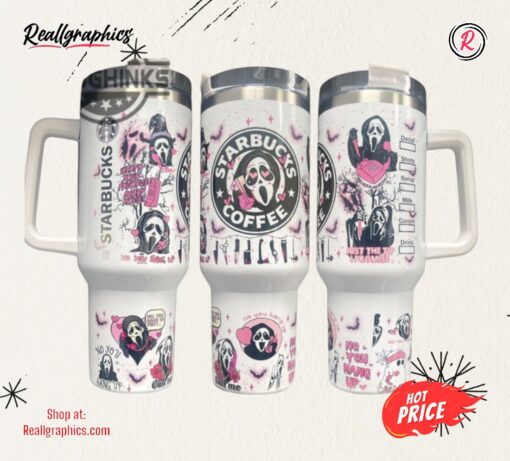 Scream Ghostface 40Oz Quencher Tumbler With Optional Personalisation 40 Oz Stainless Steel Stanley Cups Dupe With Handle