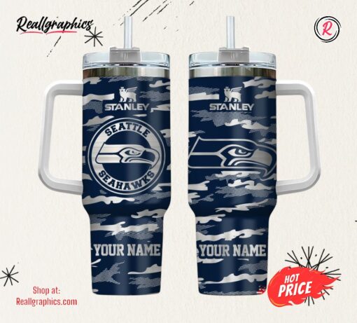 Seattle Seahawks NFL Personalized New Camo Pattern Stanley Tumbler 40oz