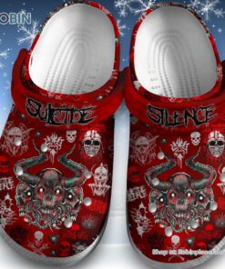 Silence Devil Skull Horror Halloween Red Unisex Classic Crocs