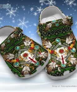 Skull Cow with Indigenous Pattern 3D Printed Crocs Clogs Shoes