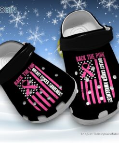 Soft Back The Pink Breast Cancer Awareness 3D Printed Crocs Shoes