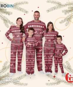 South Carolina Gamecocks NCAA Patterns Essentials Christmas Holiday Family Matching Pajama Sets