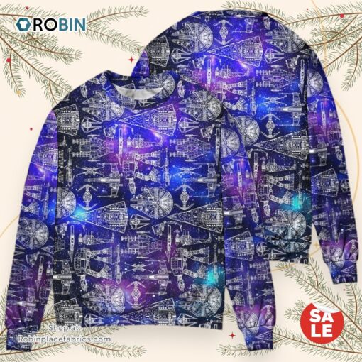 SPACE SHIPS STAR WARS GALAXY Sweater, Star Wars Ugly Sweatshirt