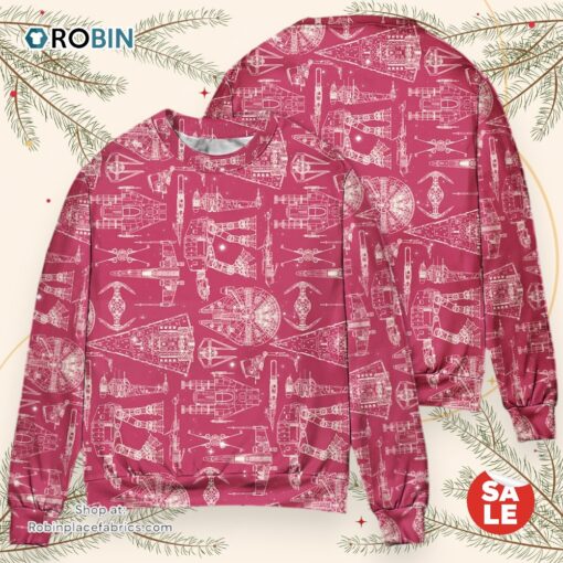 SPACE SHIPS STAR WARS PINK Sweater, Star Wars Ugly Sweatshirt
