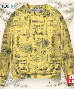 Space Ships Star Wars Yellow Sweater, Star Wars Ugly Sweatshirt